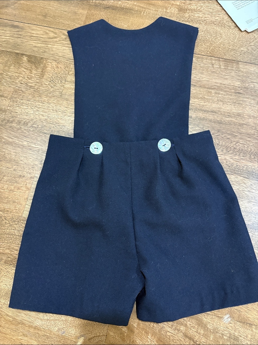 Vintage Overalls Bibs Shorts European German style. No tags. Blue Lined Wool? - Picture 3 of 9